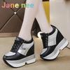Fashion White Sneakers Women's High Platform Casual Shoes Height Increasi Leathe Shoes 10 CM Thick Sole Trainers Tennis Sports