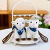 Kawaii Xinjiang Baby Lamb Doll PP Cotton Sheep Plush  Keychain Standing Lamb Pendant  Car Pendant