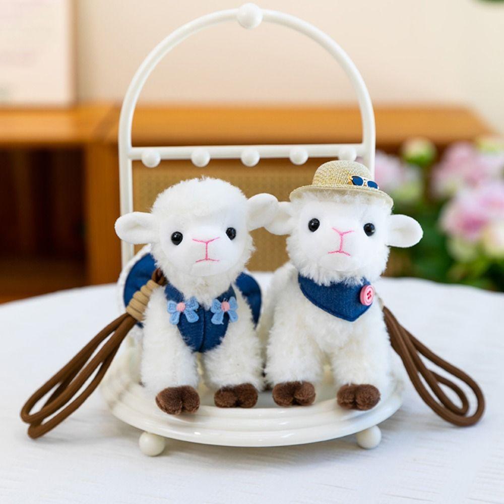 Kawaii Xinjiang Baby Lamb Doll PP Cotton Sheep Plush Keychain Standing Lamb Pendant Car Pendant