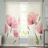 Тюлевые занавески на окно с цветком мака и растением для гостиной, спальни, отеля, роскошное украшение, прозрачное