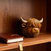 Highland Cow Stone Resin Highland Cow Head Ornament Decorative Scottish Cow Collectible for Home Office Farmhouse Desk Shelf Decoration