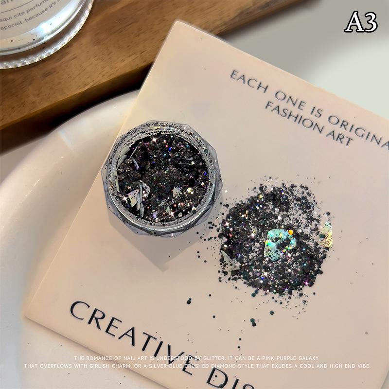 1 Box Holographic Pure Shiny Glitter Flakes Sparkly Chunky Iridescent Gold Silver Metallic Mermaid Nail Art Powder Sequins