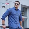 Cozy Up Men's Long-Sleeved Button-Down Casual Work Denim Shirt Fat Plus Size