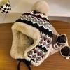 Зимняя теплая утолщенная вязаная пушистая шапка-ушанка женская шапка с ушками плюшевая вязаная милая шапка из искусственного меха для сохранения тепла