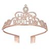Fashion Crown with Letters Happy Birthday Crown Headband Crystal Headdress Hair Accessories Party Supplies