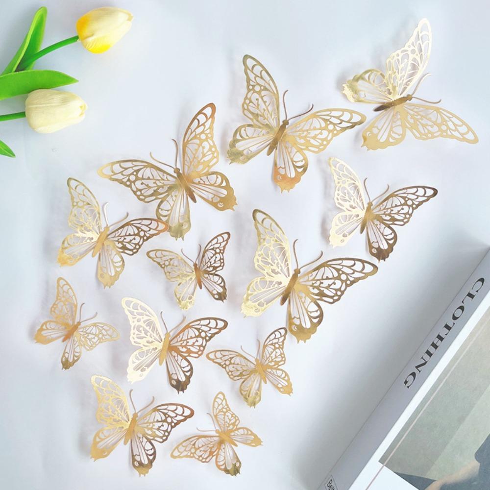 12 шт./набор красочных 3D-бабочки, настенный декор, сделай сам, имитация бабочек, украшения для дома