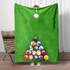 Cozy Throw Blanket Pool Billiards Rack Green Felt Table Cue Stick White Cue Ball Triangle Numbered Colored Balls Top Down Game Art Gift