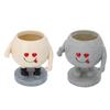 Милый круглый горшок для растений с изображением мультяшного лица из смолы, цветочный горшок с дренажным отверстием для суккулентов Ind