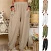 Harem Pants Solid Color Pockets Summer Temperament Loose-fitting Pants for Beach