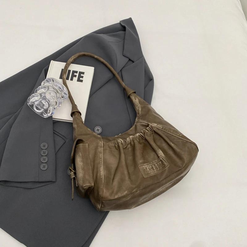 Сумки через плечо для женщин, плиссированный дизайн, большая вместимость, ретро-сумка-хобо, летние новые дизайнерские сумки, роскошная ручная сумка