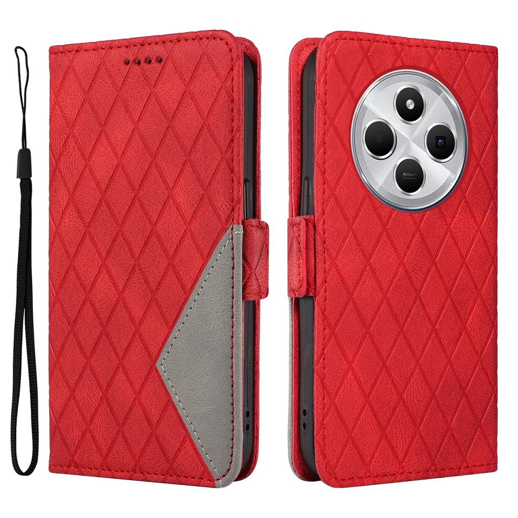 Чехол-книжка с ромбовидным PU-кожаным кошельком для Xiaomi Poco C75 4G/Redmi 14R 5G/14C 4G