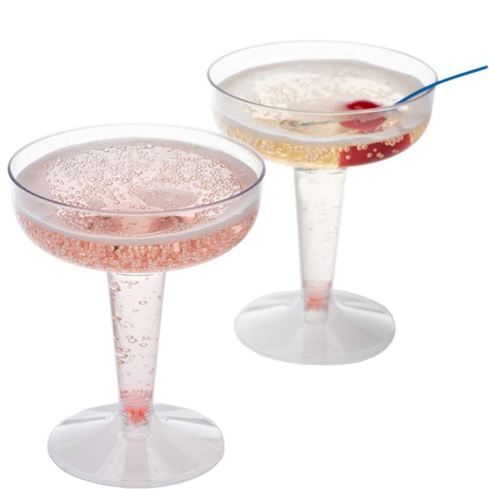 10pcs Clear Plastic Champagne Flute Goblet Durable Red Wine Glass Cocktail Cups  Wedding