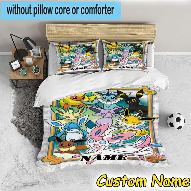 3PCS Custom Name Pika Bedding Set, Bedding Set Including 1pc Duvet Cover And 2pcs Pillowcases for Bedroom,Dormitory Gift