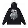 Худи Stu Streetwear Зимняя теплая хлопковая толстовка на флисе с принтом букв Свободный крой Мужская