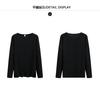 Fashionable and versatile pure cotton loose T-shirt for spring and autumn, personalized V-neck split design, long sleeved top for women