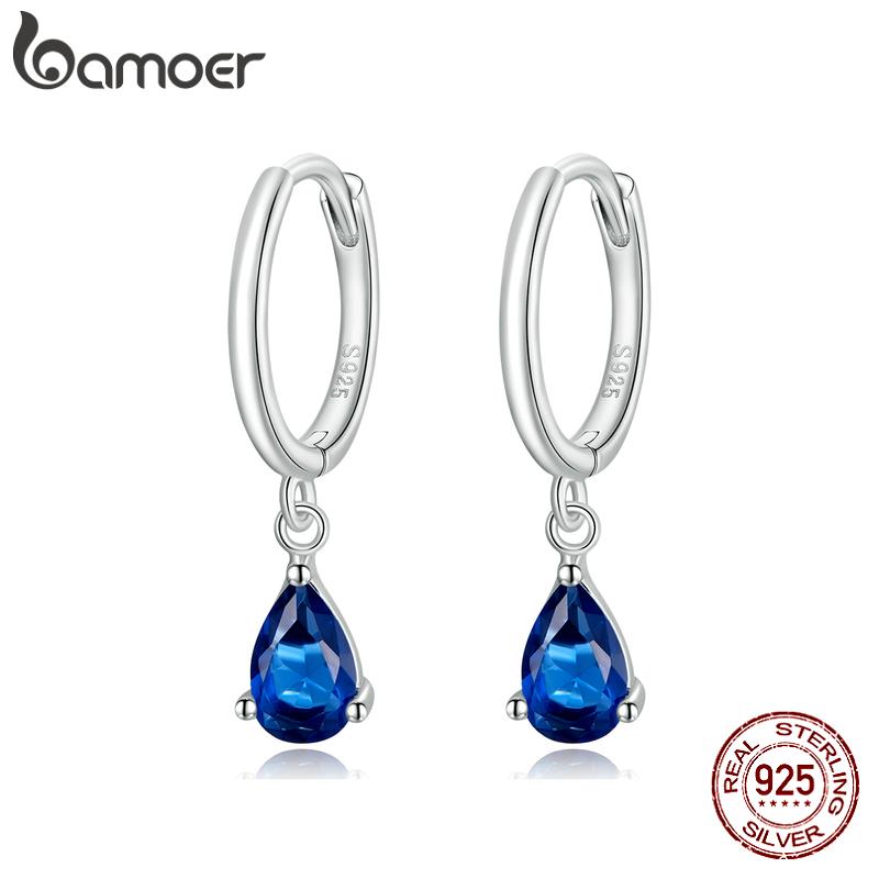 BAMOER 925 Sterling Silver Hypoallergenic Water Drop Ear Buckles for Women Delicate Jewelry