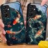 Чехол для телефона из черного закаленного стекла Chinese Wind Fish для Samsung Galaxy A15 5G 54 4G 51 50 24 35 90 71 12 51 53 52S 80 22 34