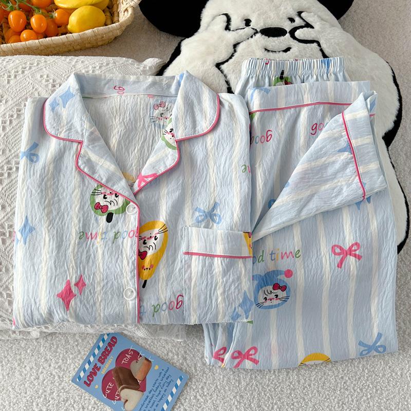 Summer Cure Cartoon Mikko Short-Sleeved Pajamas Women'S Loungewear Cloud Cotton Suit