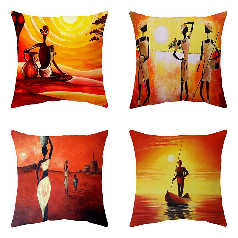Красочная расписанная вручную египетская черная наволочка для подушки в машину, подушка для дивана, домашняя подушка