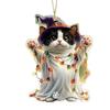 Car Halloween Rearview Mirror Hanging Pendant Cartoon Skull Cat Auto Interior Accessory 2D Flat Acrylic Hanging Charm for Car Backpack