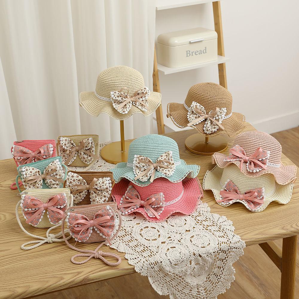Соломенная шляпа с бантом для девочек, летняя шляпа от солнца, шляпа принцессы, пляжная шляпа от солнца, шляпа рыбака, дышащая шляпа от солнца