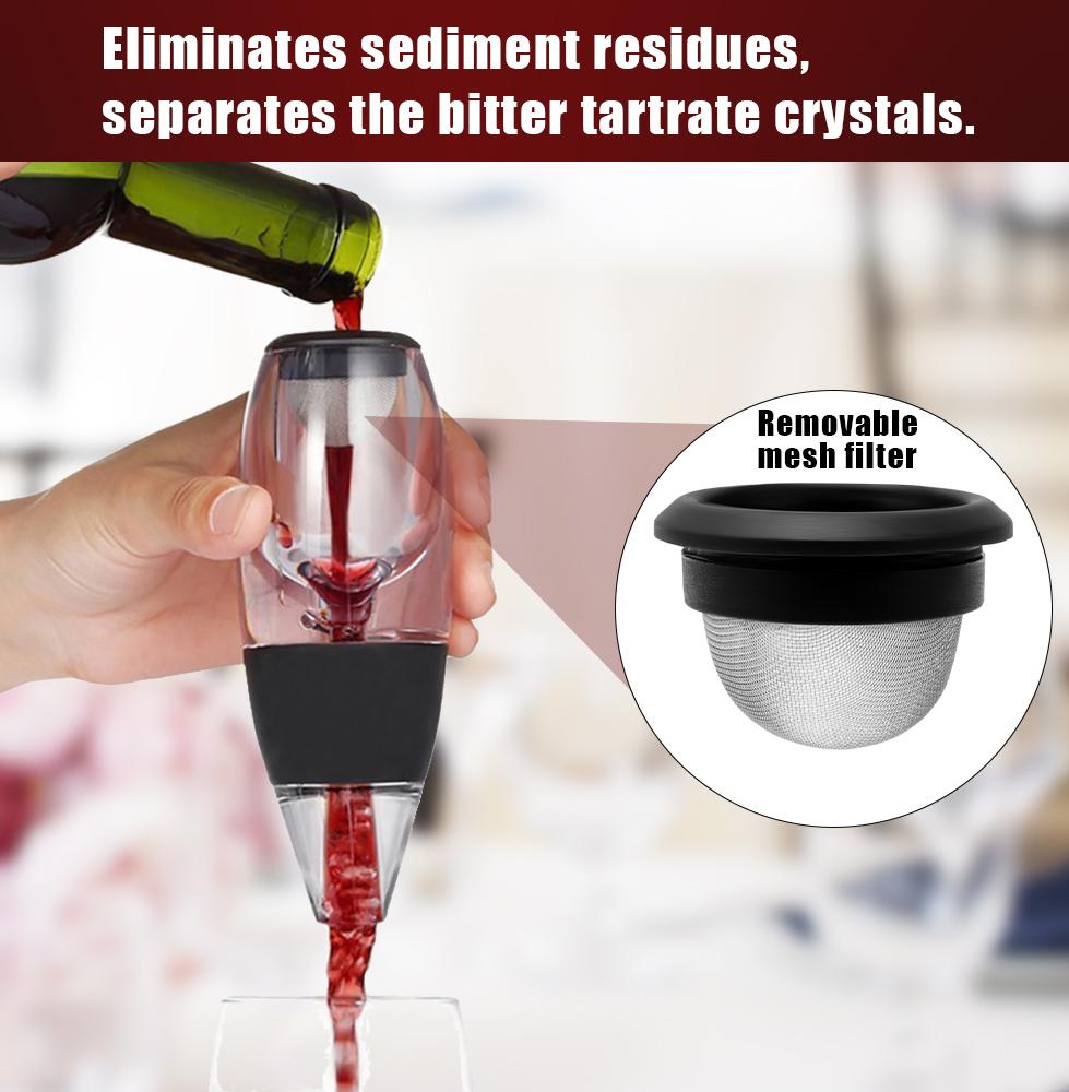 AIKARO Wine Air Aerator Pourer Red Wine Decanter with Filter and Base