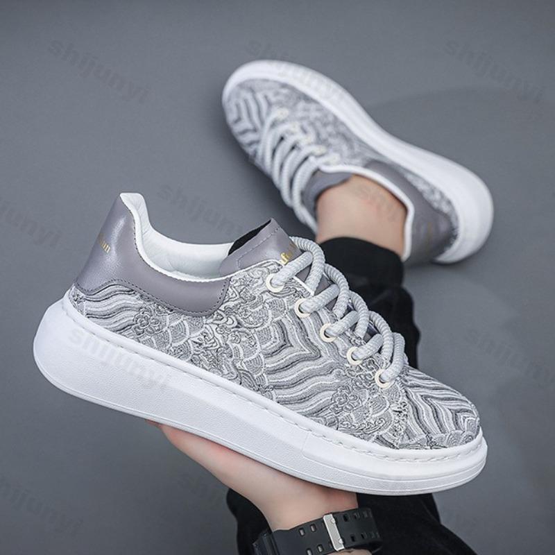 Модная мужская обувь с принтом тотема, дизайнерская, трендовая, повседневная, весна 2025, новая, на толстой подошве, удобная, дышащая, спортивные массивные кроссовки