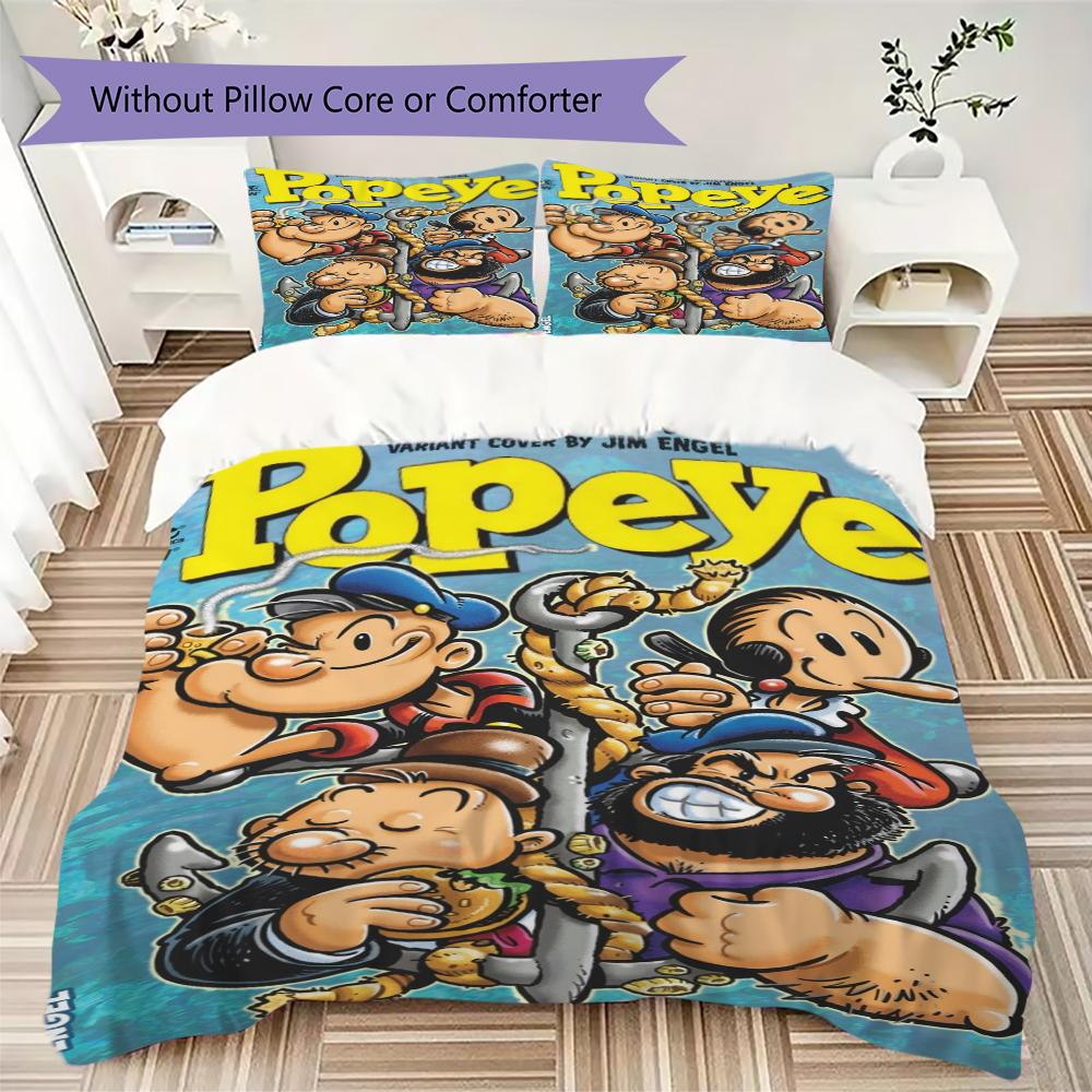 Popeye Pattern Bedding uilt Set uilt Cover Pillowcase Home Decoration Birthday Gift (1 * duvet cover + 2 * pillowcase without core)116
