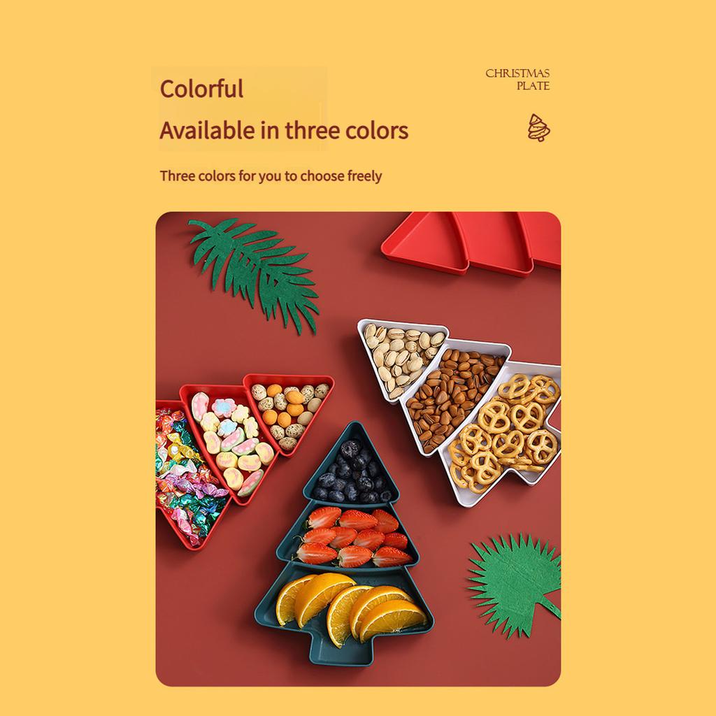 Рождественская тарелка для закусок с отделениями, пластиковая конфетница для украшения праздничной вечеринки и хранения орехов