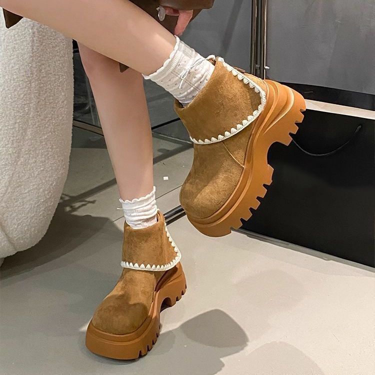 Осень и зима новые маленькие ботинки Мартина на высокой подошве в стиле ретро женские короткие ботинки универсальные ботинки женские