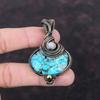 Tibetan Turquoise Pendant Copper Wire Wrapped Pendant Gemstone Pendant Moonstone Copper Jewelry Gift For Her Handmade Pendant Healing Stone