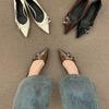Belt Buckle Small Heel High Heels 2025 Spring and Summer New Pointed Light Mouth Thick Heel Comfortable Low Heel Soft Leather Shoes
