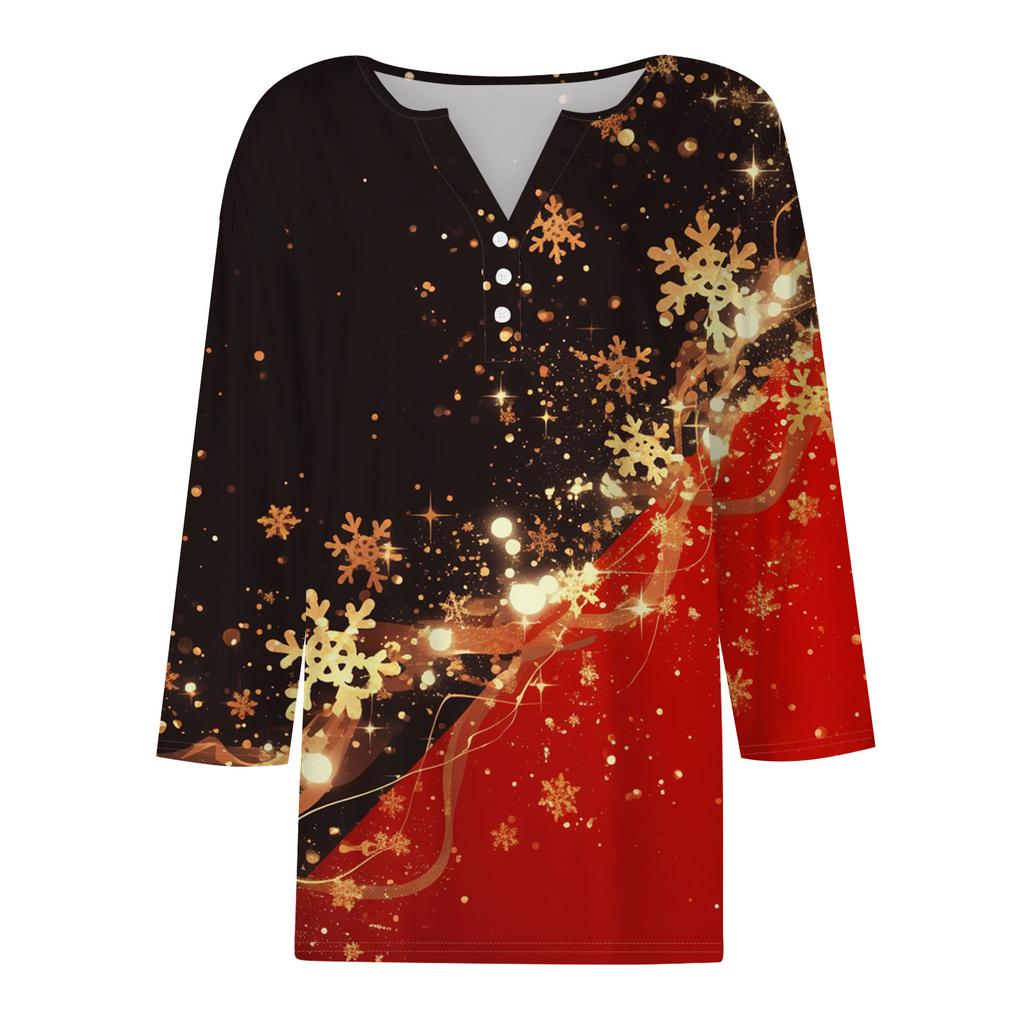 Рубашки с рукавом 3/4 для женщин, футболки с принтом, блузки, повседневные базовые топы больших размеров, пуловеры