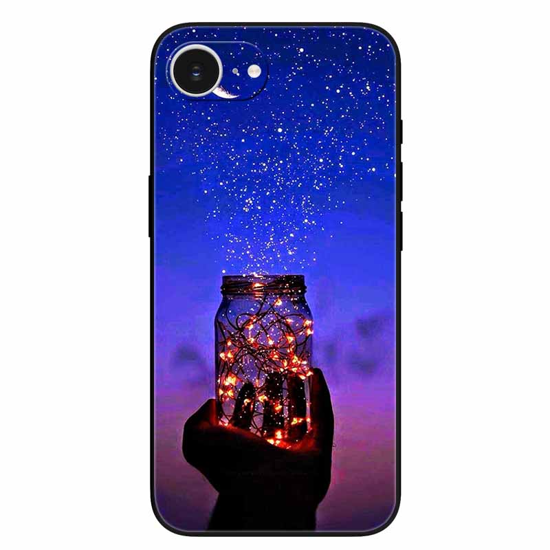 Black Phone Case Cover For Apple iPhone 16e Cases Printed TPU Soft Bumper Shell for iPhone16e 16e 2025 Protection Silicon Covers