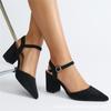 Women's Spring and Summer New Models, Rear Lift Belt, Front Bag Head Thick Heel Women's Shoes, Versatile Simple Suede Word with Black High Heels