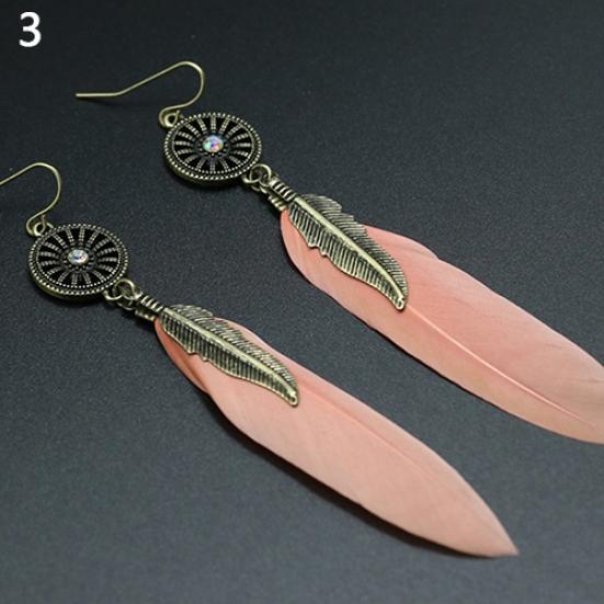 Женские винтажные полые колеса, кулон с перьями, висячие серьги, ювелирные изделия