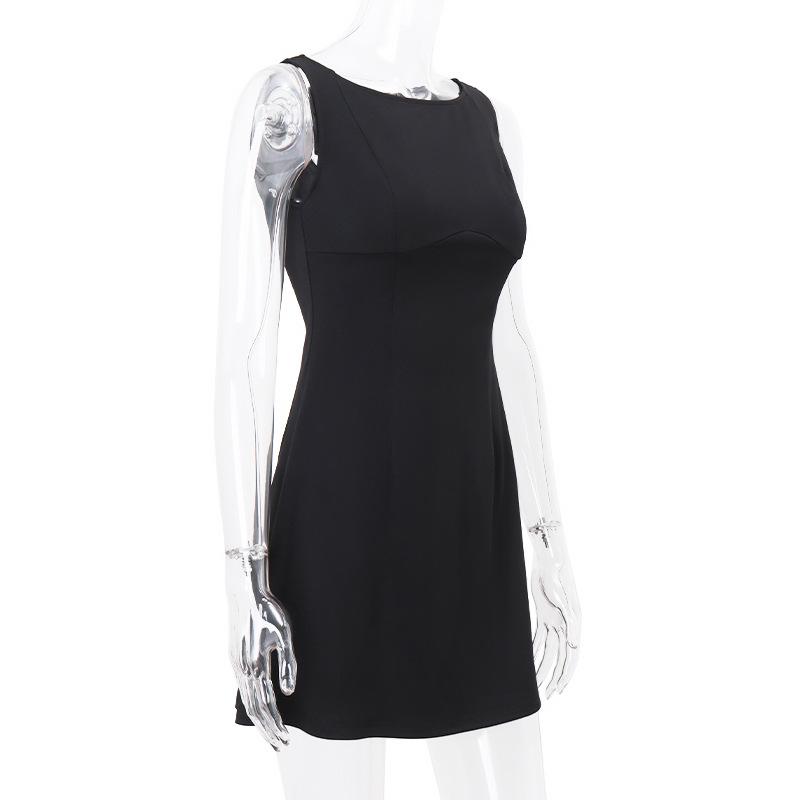 Весна Лето Женская Мода Темперамент Темный Имперский Стиль Slim Fit Без Рукавов Повседневные Платья