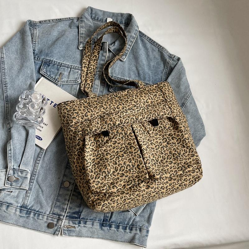 Большая вместительная женская сумка через плечо, легкая женская сумка с леопардовым принтом