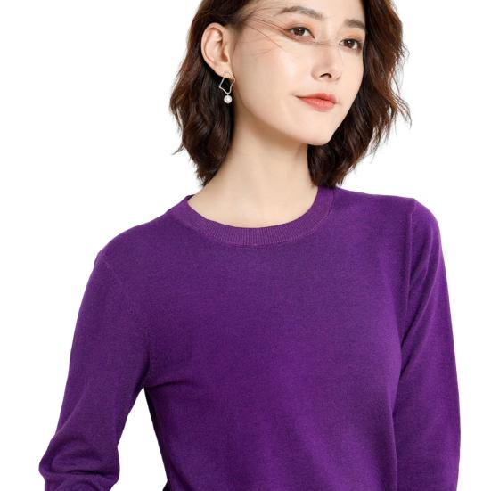 Женские зимние топы, однотонные, с круглым вырезом, с длинным рукавом, свитер, свободный