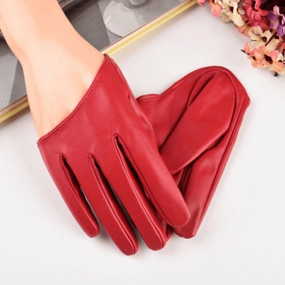 PU Leather Half-palm Gloves Fingerless Patent Leather Gloves Personality Five Finger Mittens  Women
