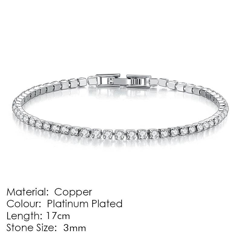 Women's Gold-Plated Zircon Tennis Bracelet - Full Diamond Design, Model S5650