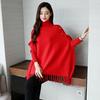 Oversized Loose Split Bat Sweater Thick Sweater Women's Pullover High Neck Cape Style Shawl Jacket Hong Kong Retro