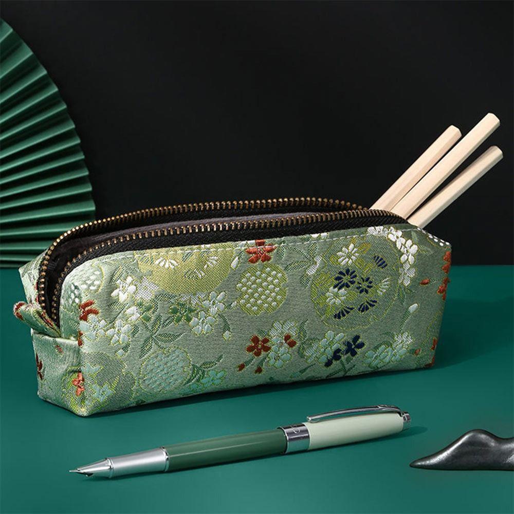 Большая вместительная сумка для ручек, ретро-многофункциональный китайский пенал с вышивкой, шелковая парчовая сумка для хранения, подарок студентам