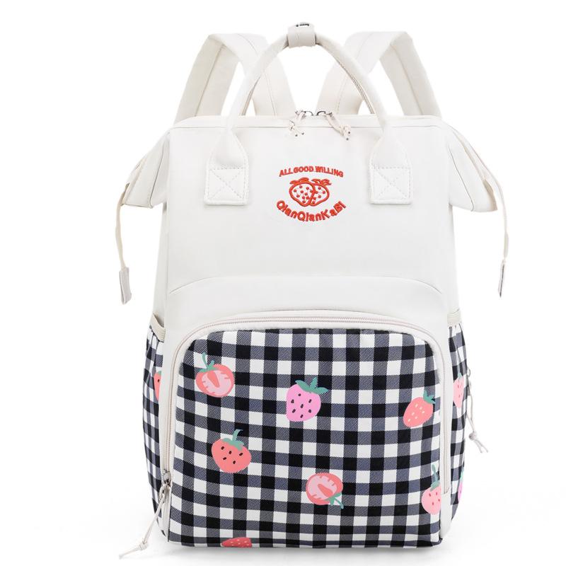 Модная сумка для мамы с клубничным принтом, большая вместительная сумка для хранения детских вещей, легкий многофункциональный рюкзак