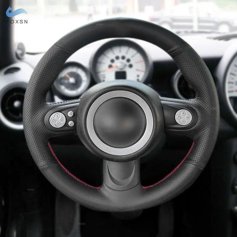 Braid Steering Wheel For Mini Hatchback Clubman Clubvan Convertible Coupe Roadster 3-Spoke Car Steering Wheel Leather Cover Trim