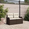 vidaXL 2-seater Garden Sofa with Cushions In Brown Polyrattan 42006713