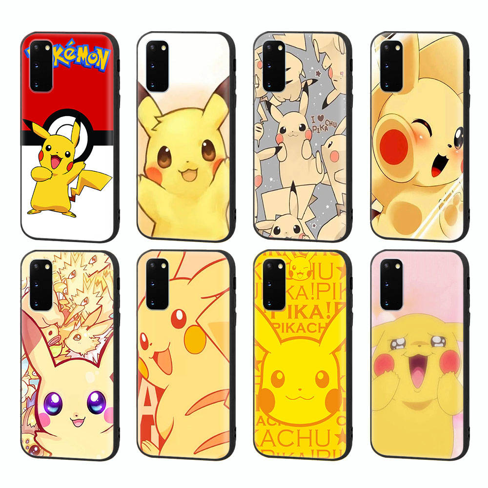 PK11 Lovely Pikachu Black Sofe Case for Samsung Note 20 Lite S24 Ultra S23 A03 A05 A06 A11 A71 A15 A16 A13 A24 A25 A33 A52 A53 A50 M55 M35 Plus