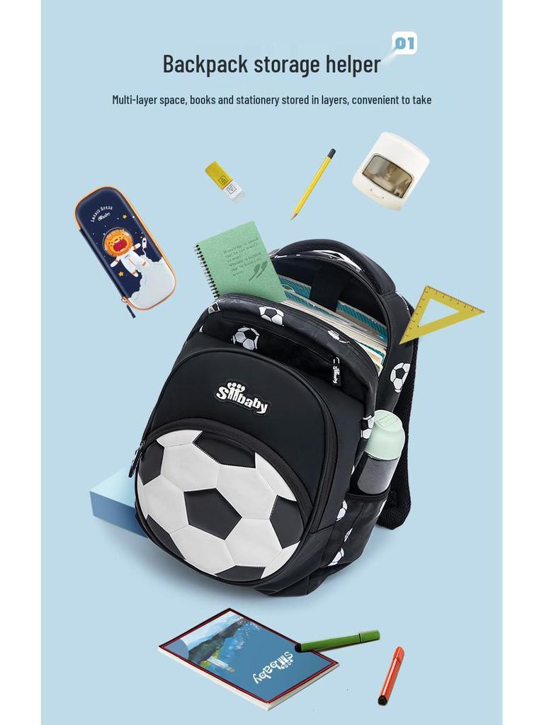 Primary School Backpack for Ages 3 to 12 with Spine Protection and Load Reduction, Suitable for Grades 1 to 3