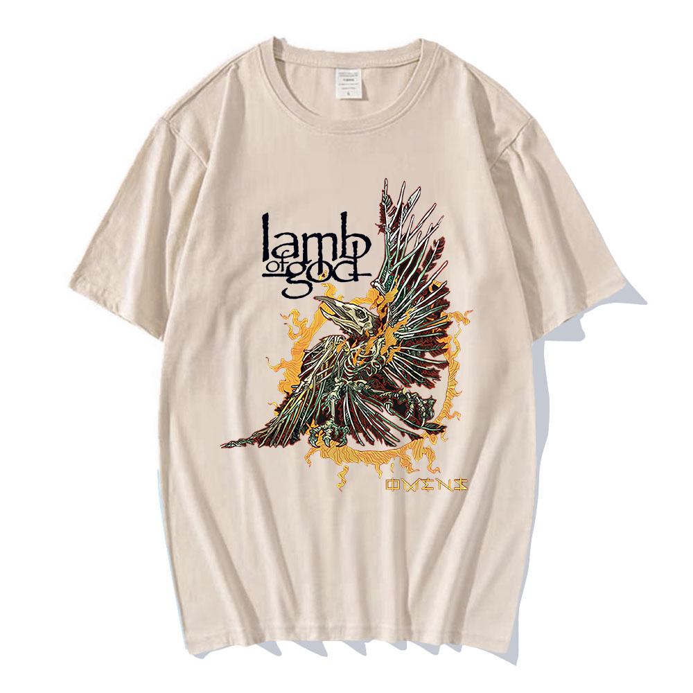 Унисекс Уличная одежда Группа Lamb of God Графическая футболка Плотный хлопок Унисекс Мягкие футболки для унисекса Женская Хип-хоп Мода Печатные футболки