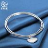 925 Sterling Silver Three Ring Smooth Heart Shaped Bracelet Fashion Jewelry